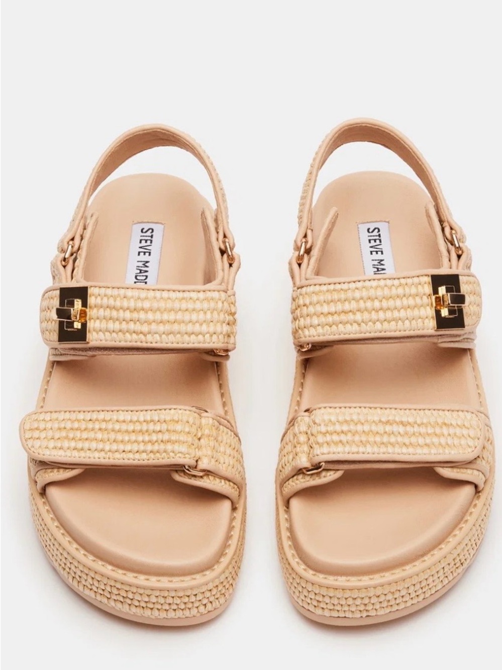 Steve Madden Neutral Woven Strap Sandals in Beige BIG MONA